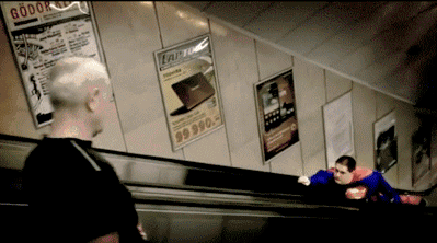 Image result for superman escalator gif