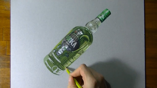 video dessin realiste bouteille vodka